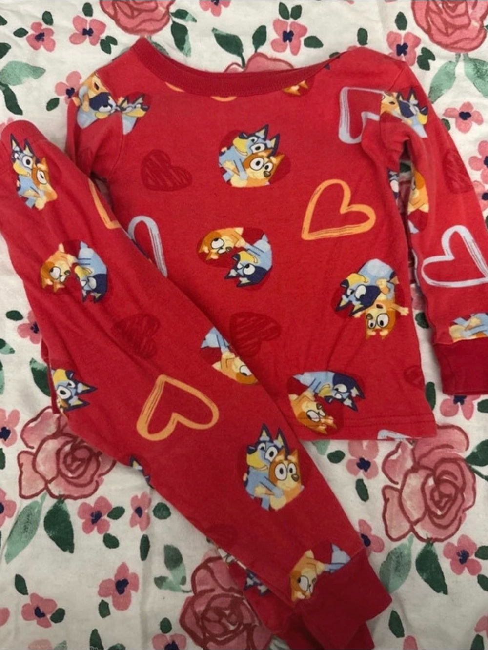 Kids Long-Sleeve Red Character Heart Print Top - Unbranded